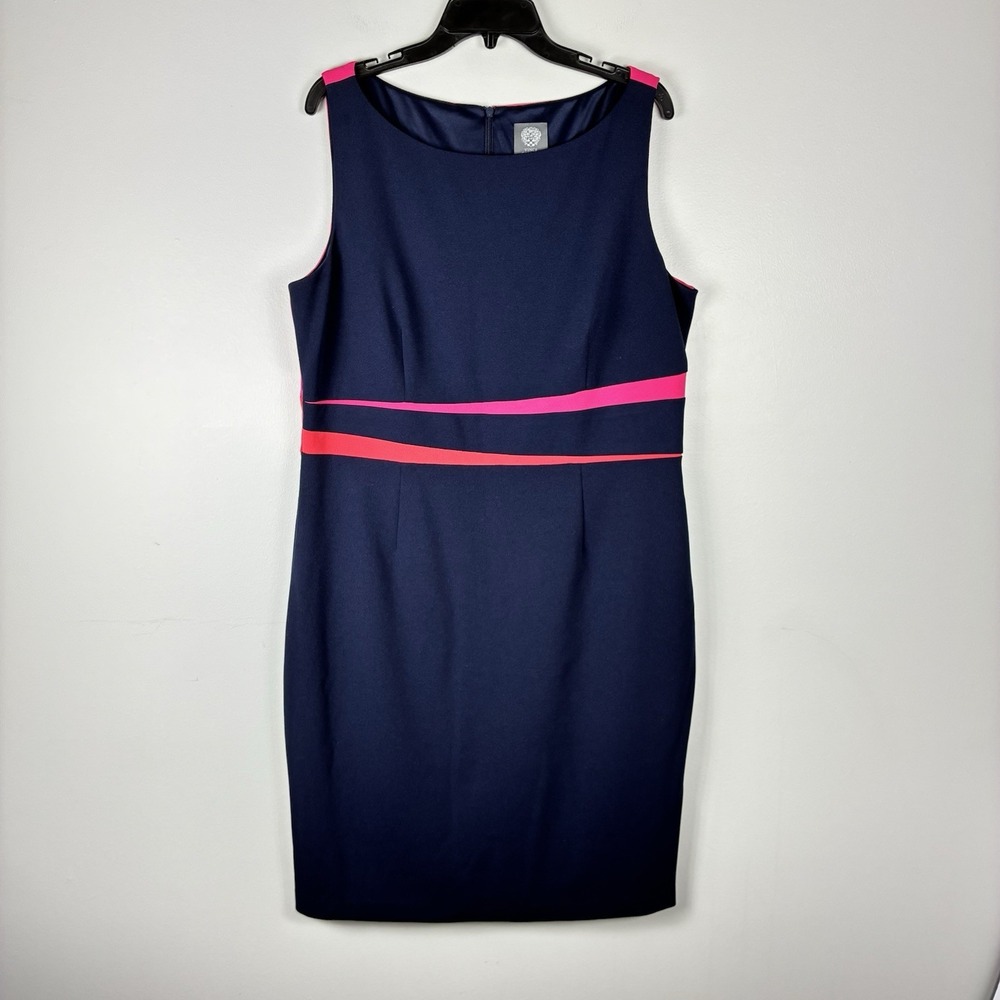 Vince Camuto Sleeveless Work Shift Dress Sz 18 Plus Size Colorblock Mature